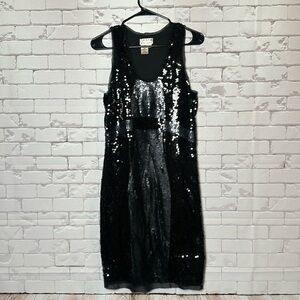 Max Studio Specialty Products Size Large Fitted Sequin Muscle Tank Dress Nylon